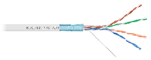 Кабель F/UTP 4 пары, Кат.5e (Класс D), тест по ISO/IEC, 100МГц, одножильный, BC (чистая медь), 24AWG (0,52мм), полимерный материал нг(А)-HF, внутренний, белый, 305м