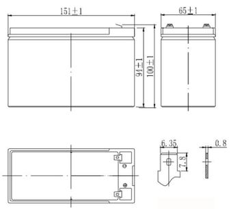Аккумулятор 9 А/ч., 12В, 151х65х100 мм, вес 2,78 кг, UPS series