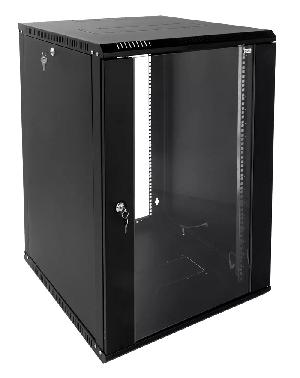 Шкаф телекоммуникационный настенный разборный ЭКОНОМ 15U (600 × 520) дверь стекло, цвет черный