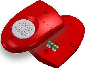 Оповещатель свето-звуковой, раздельное включение свето-звукового сигнала, 9…15 В, 50 мА, 85…100 дБ, 122x74x24 мм, цвет красный, IP31,  -40°...+55°С