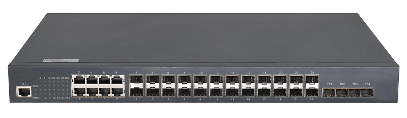 Управляемый коммутатор L2+, 16 портов 1000Base-X SFP, 8 комбо-портов 100/1000Base-T/SFP, 4 порта 1/10GE SFP+