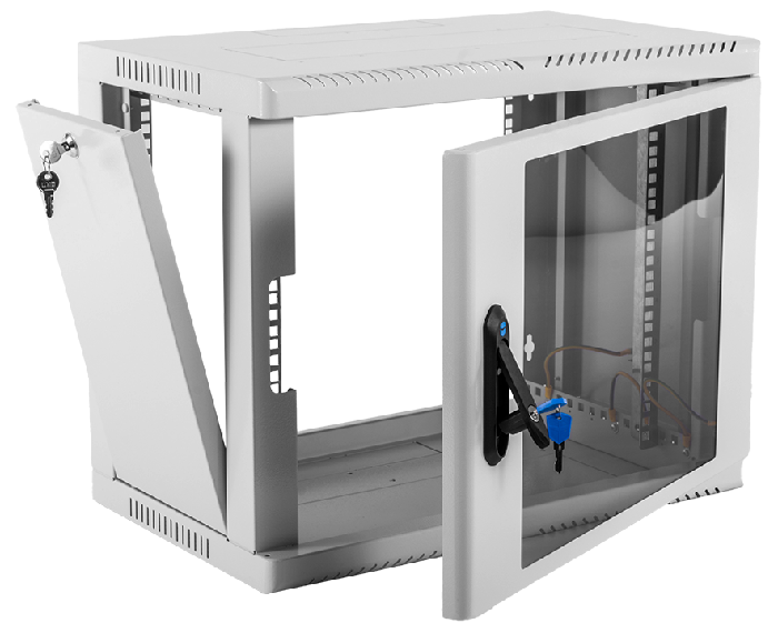 Шкаф телекоммуникационный настенный сварной 9U (600 × 650) съёмные стенки, дверь стекло