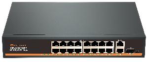 Коммутатор 802.3at/af (PoE) ,16xRJ45 / 16xPoE+ uplink 2x10/100/1000, общий бюджет PoE 240Вт 