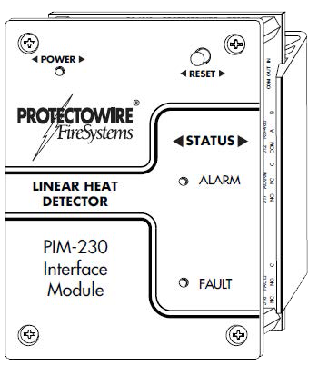 Интерфейсный модуль для традиционного термокабеля серии PHSC (до 2000м), Индикация: «Дежурный режим», «Пожар», «Неисправность», Возможность кольцевого подключения термокабеля. На модуле предусмотрена кнопка «Сброс»