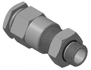 Кабельный ввод для бронированного кабеля с двойным уплотнением резьбой М25х1,5 мм, внешним диаметром кабеля D=21-25 мм и проходным диаметром кабеля d=12-16 мм