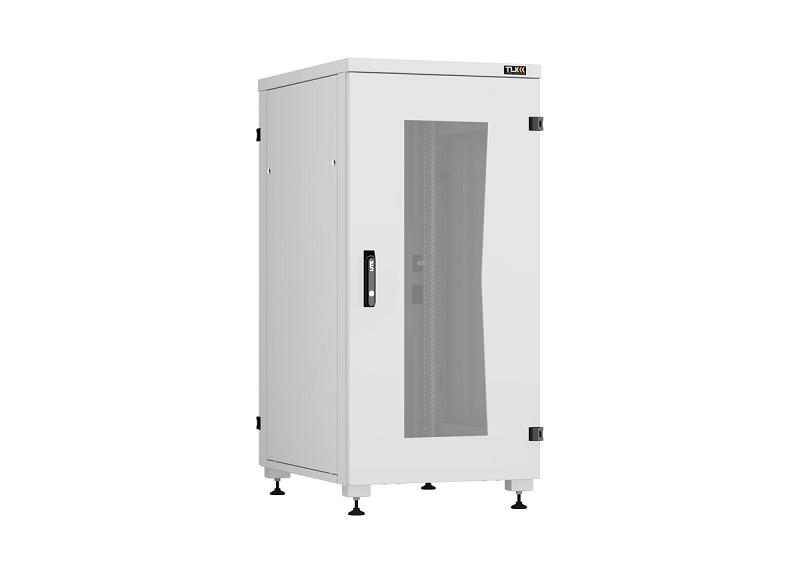Напольный шкаф серии 19", 24U, стеклянная дверь, цельнометаллические стенки и задняя дверь, Ш600хВ1241хГ800мм, в разобранном виде, серый RAL7035