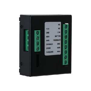 Модуль расширения контроля доступа; Подключение по RS-485. Работа с электромеханическими или электромагнитными замкам. 3 индикатора состояния, устройство включено или выключено и состояние двери.