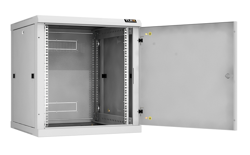 Настенный разборный шкаф TLK 19", 12U, металлическая дверь, Ш600хВ636хГ600мм, 2 пары монтажных направляющих, серый