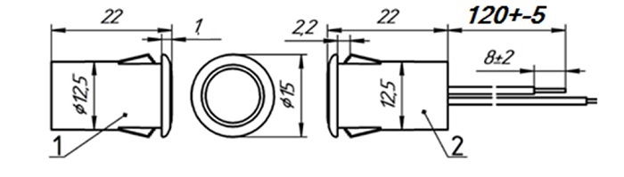 Извещатель охранный магнитоконтактный, на металл, врезной, диаметр 12 мм, нормально-замкнутый геркон