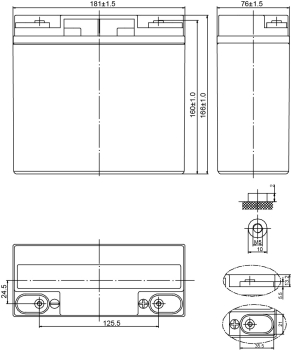 Аккумулятор 20 А/ч., 12В, 181/76/166 мм, вес 6,5 кг, Delta UPS series